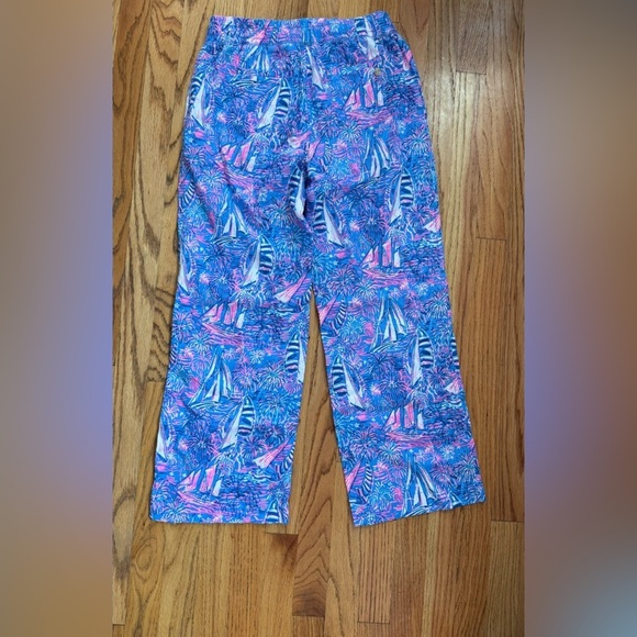 Lilly Pulitzer Deri Linen Palazzo Boca Blue Its A Sailabration XS - Picture 2 of 8